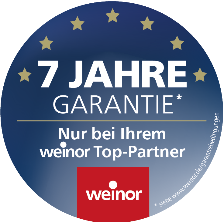 Logo von weinor über 7 Jahre Garantie bei Top-Partnern